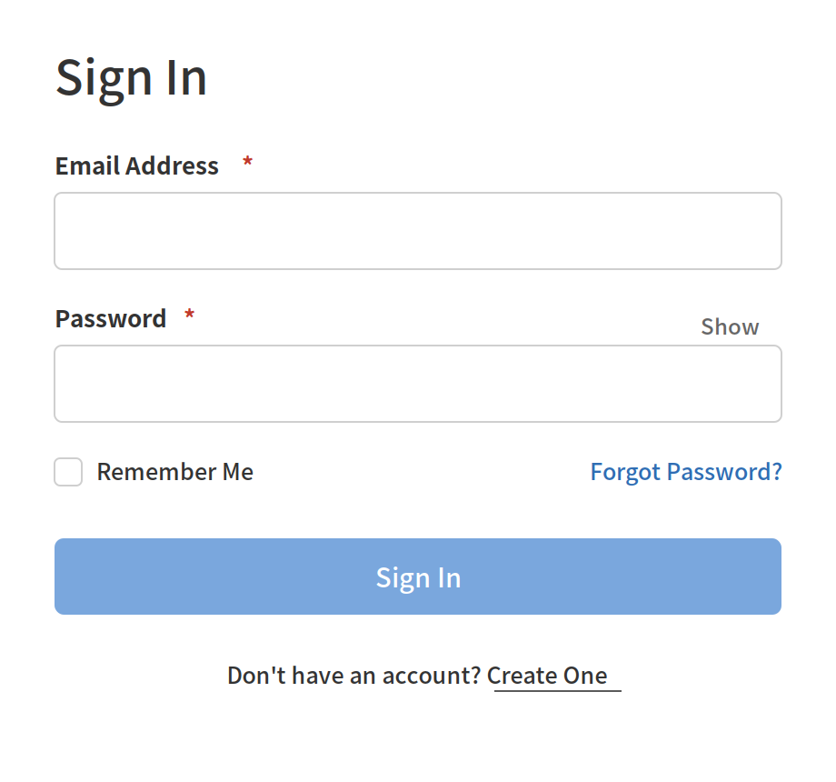 Garmin sign-in screen